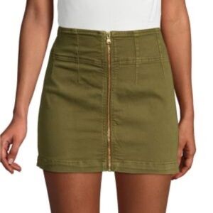 Free people high rise olive green army cargo stretch mini skirt boho style